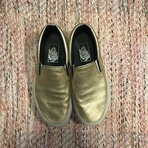 Classic Gold Women’s Vans Slip Ons Size 6